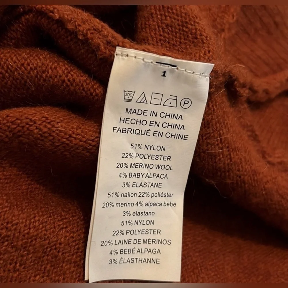 Michael Kors Burnt Orange Turtleneck Wool Alpaca Blend Knit Sweater Size S